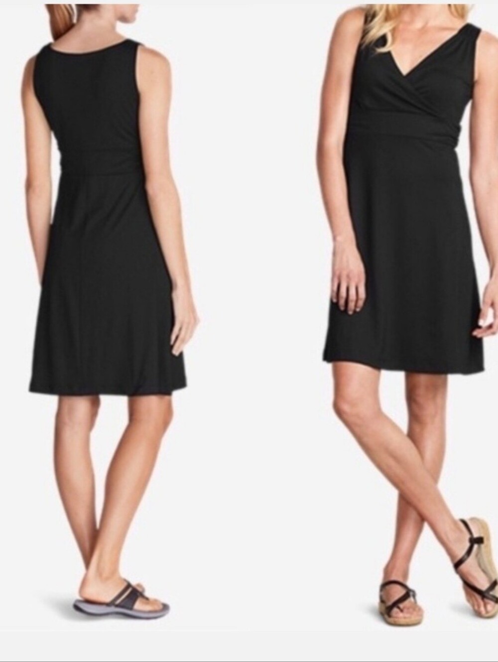 Eddie Bauer Travex Aster Crossover A-Line Dress Black Medium